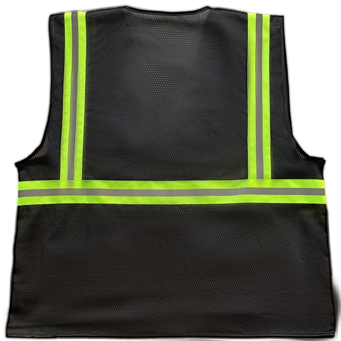 BKVM-S1 Enhanced Visibility Black Mesh Safety Vest With Lime Contrast Binding