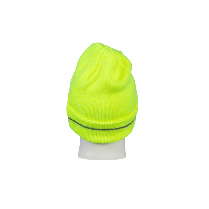 LBE-S1 Lime Safety Beanie Hat with Reflective Stripe