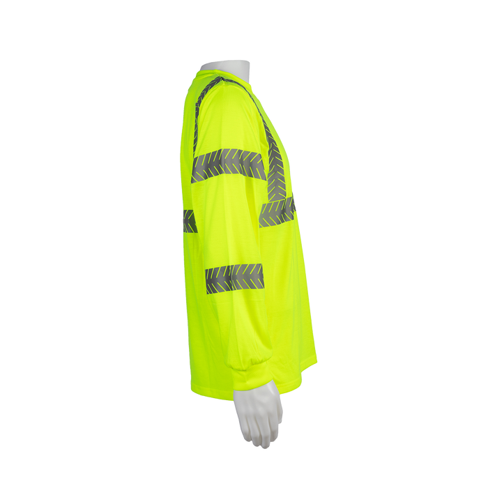 LJTSL3 ANSI Class 3 High-Vis Lime Jersey Knit Long Sleeve Pocket T-Shirt