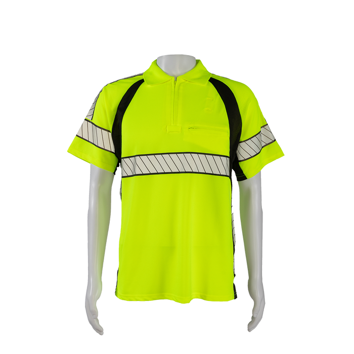 LPS2-LUX Deluxe Style High-Vis Lime /Black Two Tone Short Sleeve Polo-Shirt