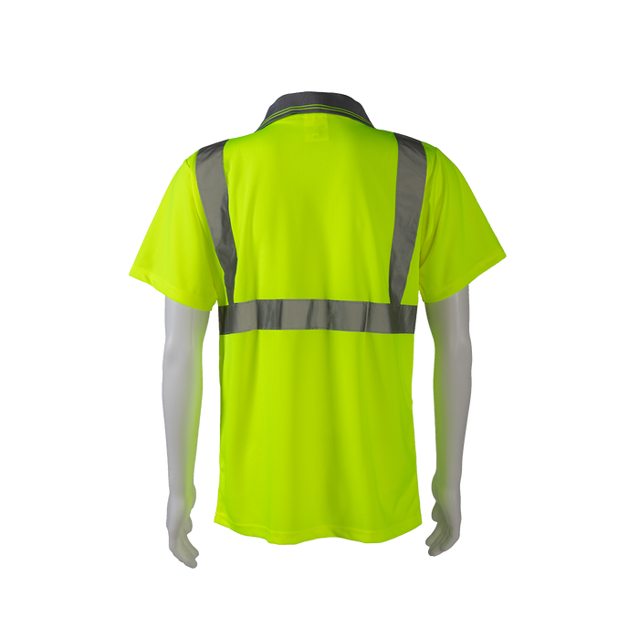 LPSS2 ANSI 107-2020 Class 2 Lime Birdseye Mesh Short Sleeve Polo-Shirt