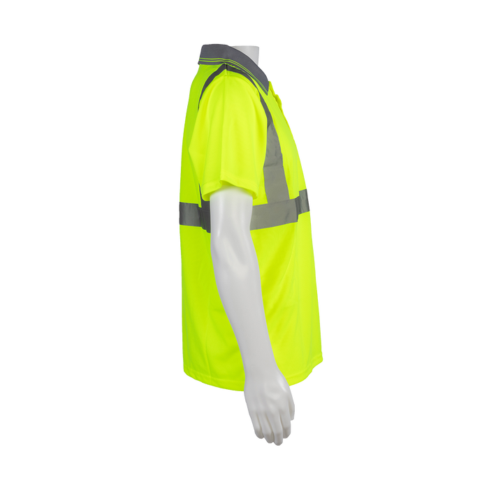 LPSS2 ANSI 107-2020 Class 2 Lime Birdseye Mesh Short Sleeve Polo-Shirt