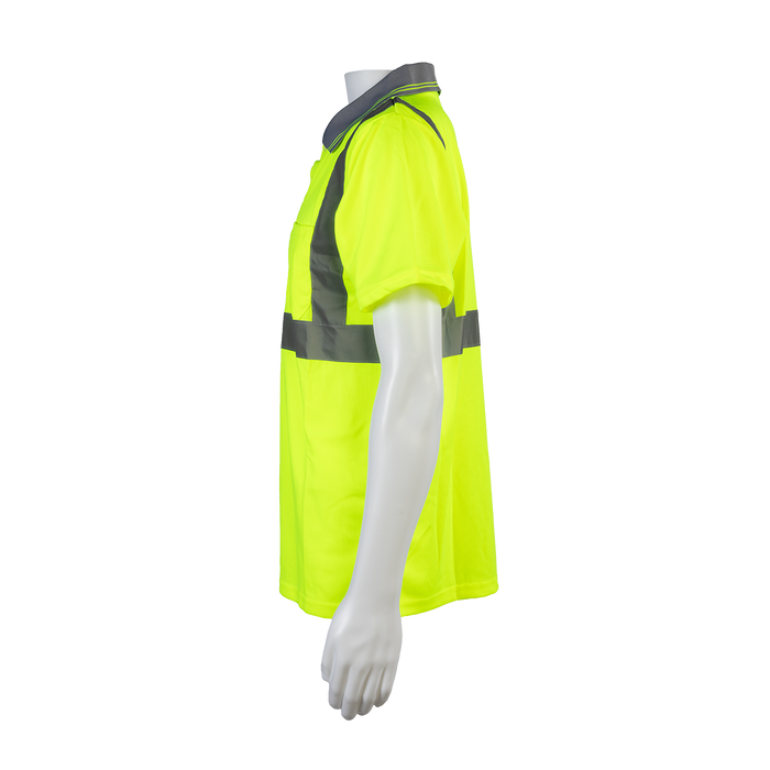 LPSS2 ANSI 107-2020 Class 2 Lime Birdseye Mesh Short Sleeve Polo-Shirt