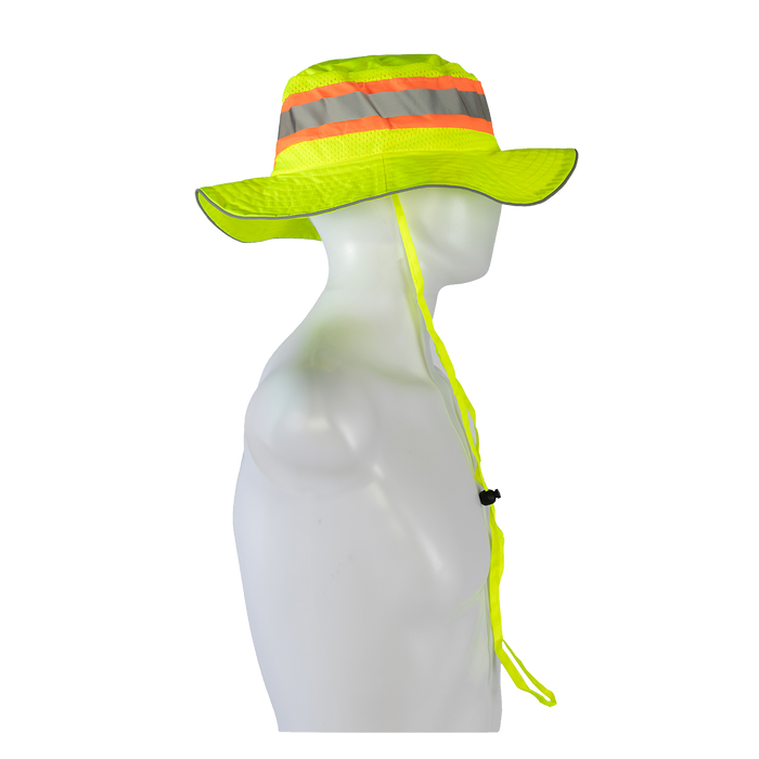 LRH-FB ANSI High Visibility Lime Full Brimmed Ranger Style Hats Sun Bucket Hat