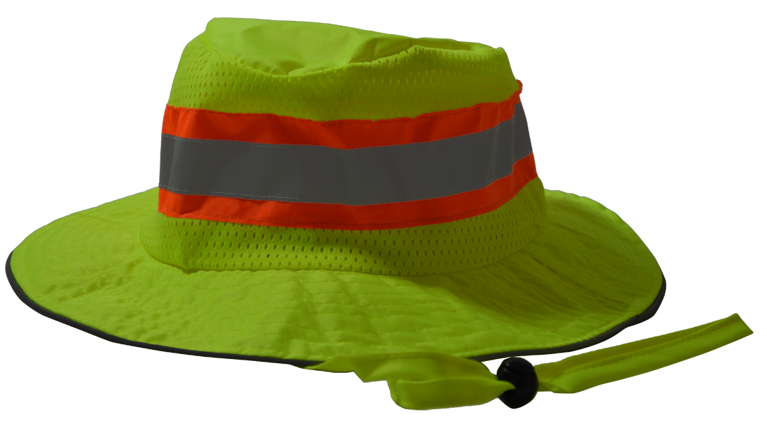 LRH-FB ANSI High Visibility Lime Full Brimmed Ranger Style Hats Sun Bucket Hat