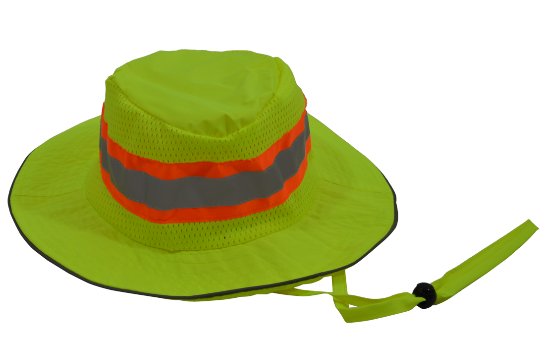 LRH-FB ANSI High Visibility Lime Full Brimmed Ranger Style Hats Sun Bucket Hat