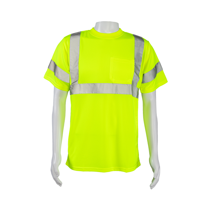 LTS3 ANSI Class 3 High-Vis Lime Birdseye Mesh Short Sleeve T-Shirt