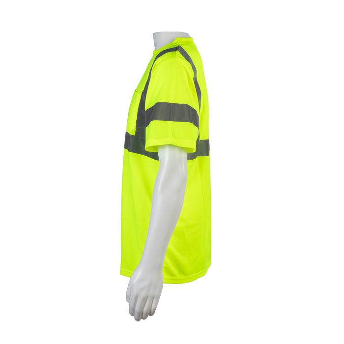 LTS3 ANSI Class 3 High-Vis Lime Birdseye Mesh Short Sleeve T-Shirt