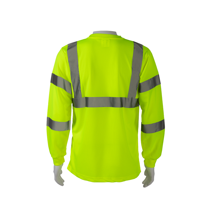 LTSL3 ANSI Class 3 High-Vis Lime Birdseye Mesh Long Sleeve T-Shirt