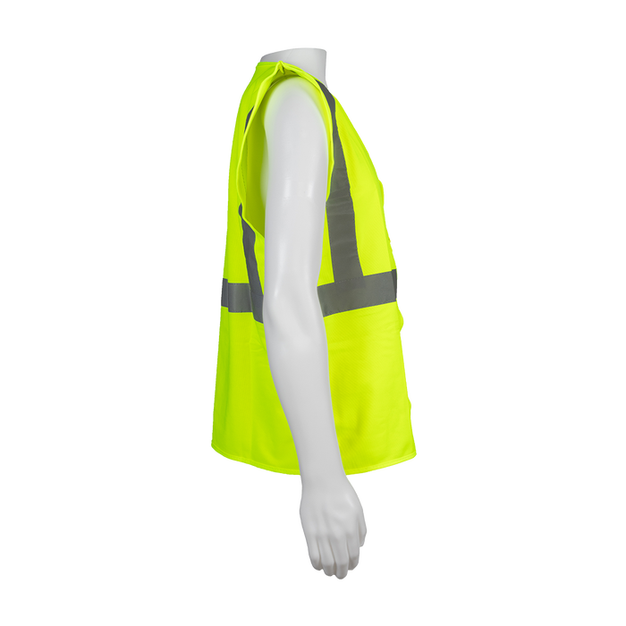LV2-CB0 ANSI/ISEA 107-2020 CLASS 2 Lime Solid Safety Vest Zipper Closure