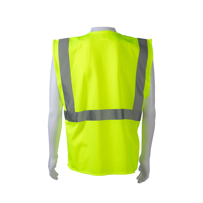 LV2-CB0 ANSI/ISEA 107-2020 CLASS 2 Lime Solid Safety Vest Zipper Closure
