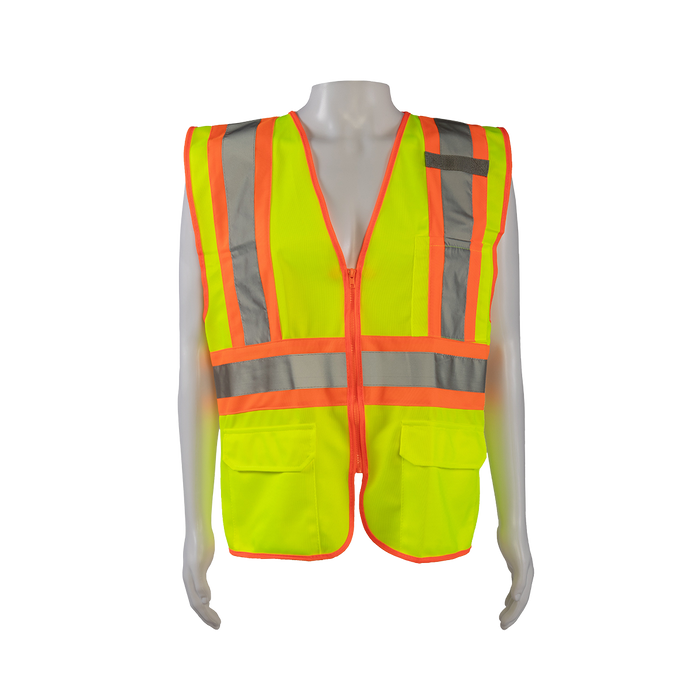 LV2-CB1 ANSI/ISEA CB1 Two Tone DOT Class II Safety Vest, Lime Solid