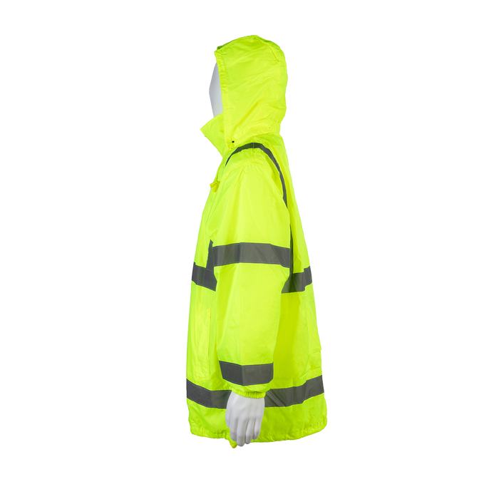 LWB-C3 ANSI Class 3 Lime Green Wind Breaker Jacket With Detachable Hood