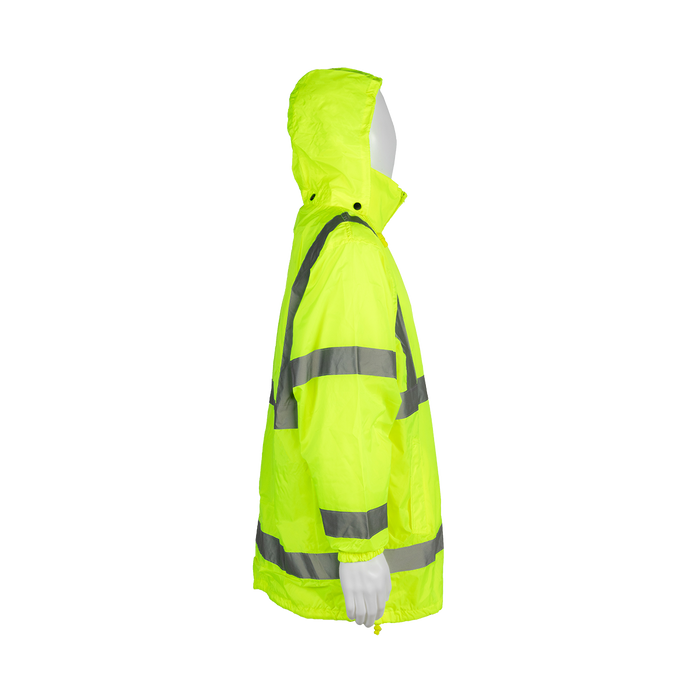 LWB-C3 ANSI Class 3 Lime Green Wind Breaker Jacket With Detachable Hood