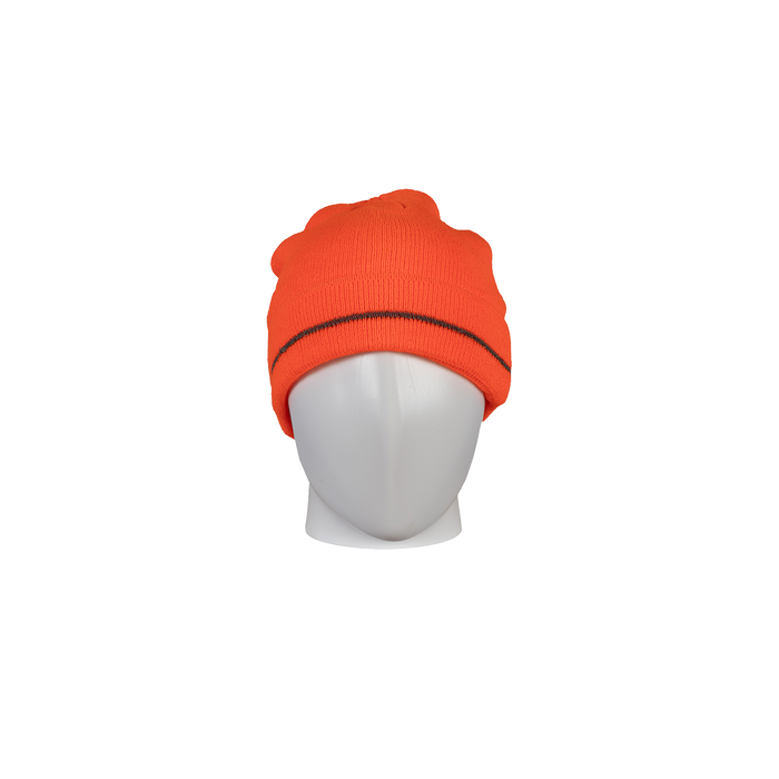 OBE-S1 Orange Safety Beanie Hat with Reflective Stripe