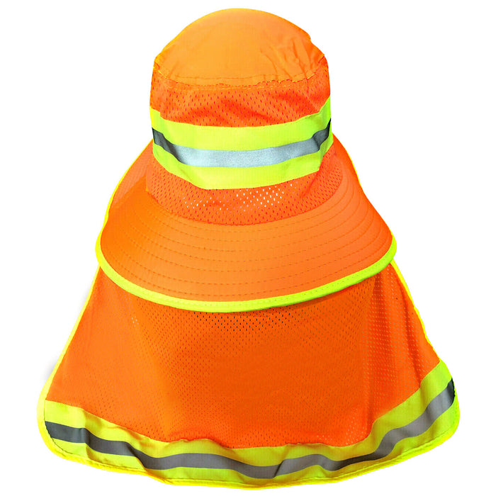 LRH/ORH-FBNS High Visibility Reflective Sun Bucket Hat Full Brimmed Ranger Hat Mesh Neck Shade