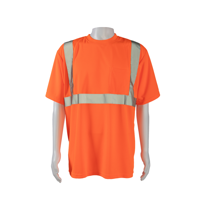 OTS2 ANSI Class 2 High-Vis Orange Birdseye Mesh Short Sleeve T-Shirt