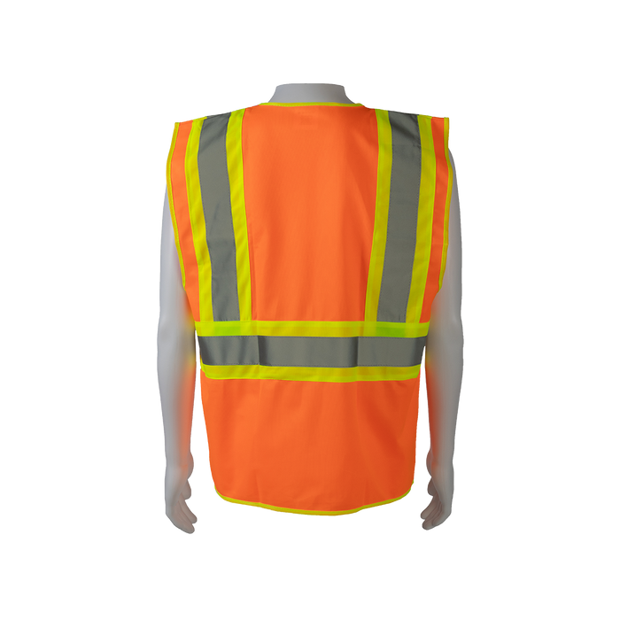 OV2-CB1 ANSI Class II Orange Solid Two Tone Dot Safety Vest