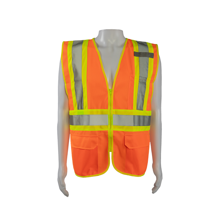 OV2-CB1 ANSI Class II Orange Solid Two Tone Dot Safety Vest