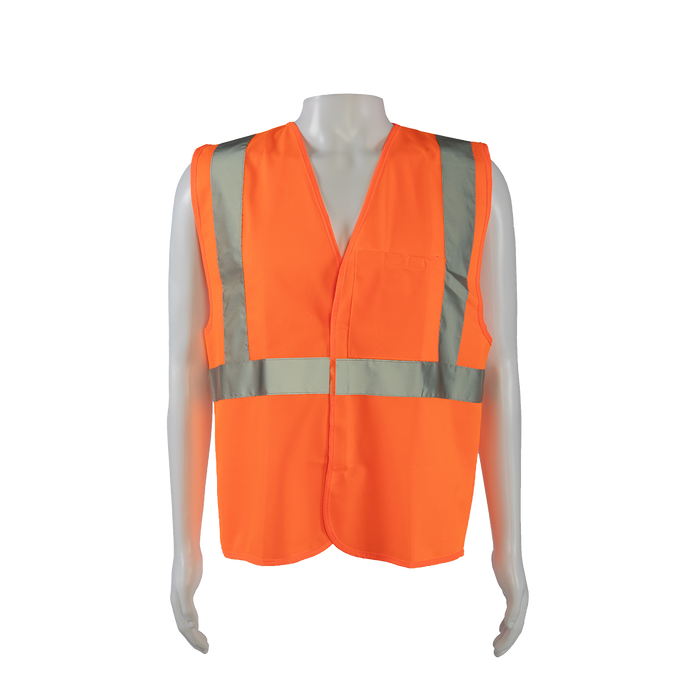 OV2-EC ANSI/ISEA Economy Class 2 Safety Vest Orange Solid Hook & Loop Front Closure
