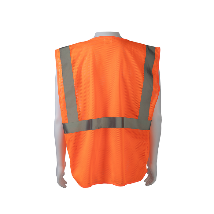 OVM2-CB0 ANSI/ISEA 107-2020 CLASS 2 Orange Mesh Safety Vest Zipper Closure