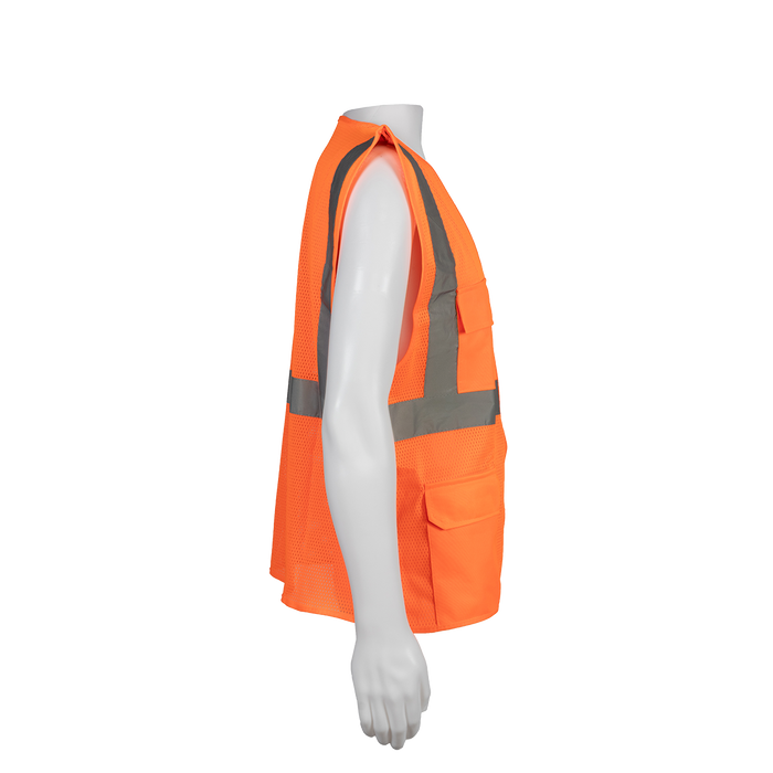 OVM24 ANSI CLASS II Orange Mesh 4-Pocket Safety Vests