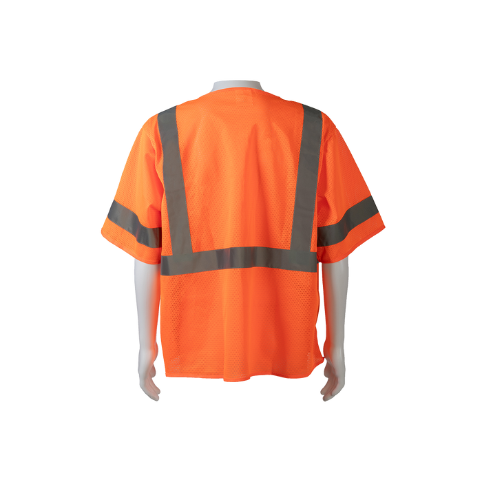 OVM3-Z ANSI 107-2020 Type R CLASS 3 Safety Vest, Orange Mesh Zipper Closure