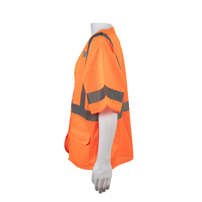 OVM3-Z ANSI 107-2020 Type R CLASS 3 Safety Vest, Orange Mesh Zipper Closure
