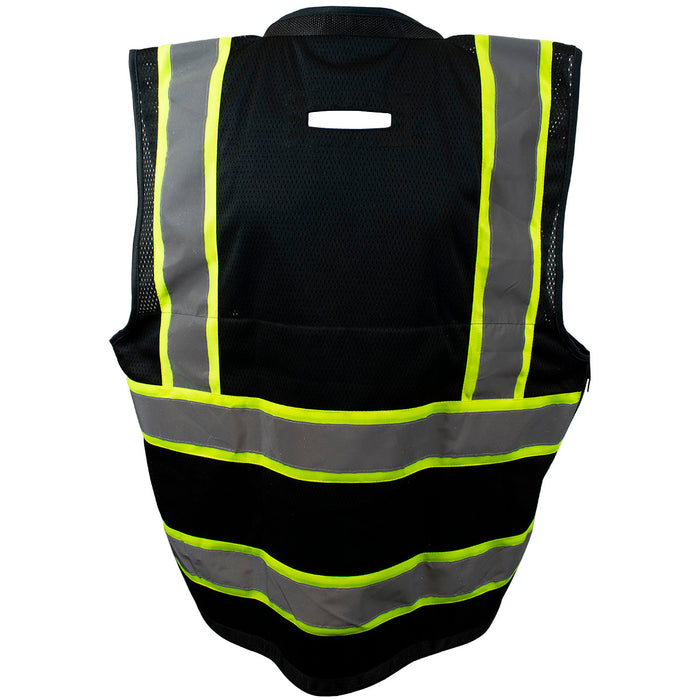 BKVM-HDSUV Black Mesh Lime Contrast Two Tone Heavy Duty Surveyors Safety Vest