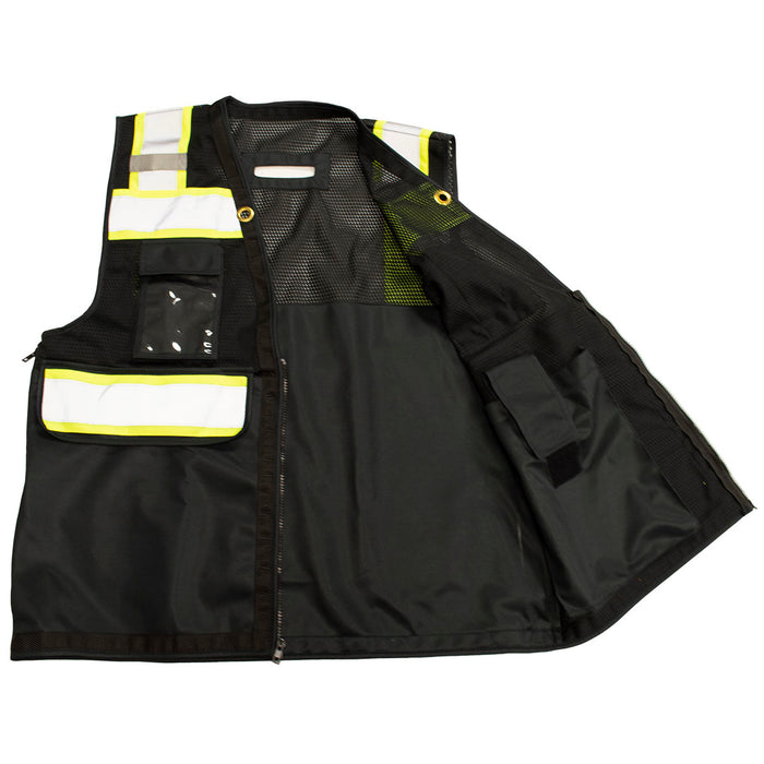 BKVM-HDSUV Black/Lime Two Tone Deluxe 8-Pocket Heavy Duty Surveyors Safety Vest