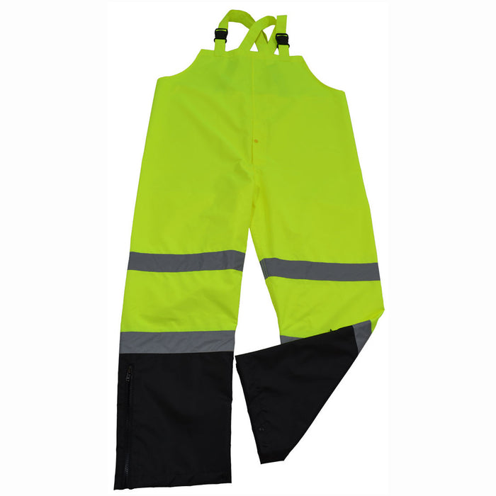 LBBIP-CE ANSI/ISEA 107-2015 Class E Lime/Black Waterproof Rain Bib Pants