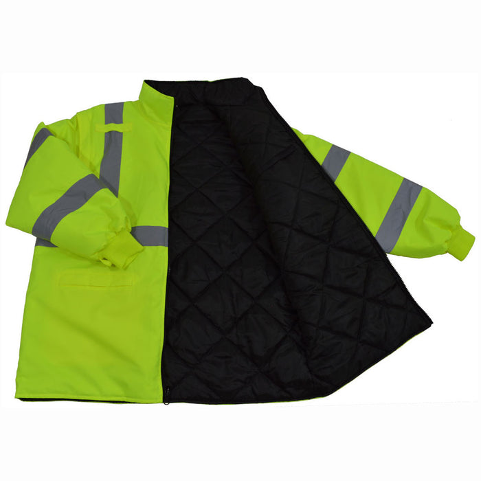 LBPJ6IN1-C3  ANSI Lime / Black Two Tone Waterproof 6-IN-1 Jacket & Vest / Removable Hood (Two Class 3 Jackets In One)