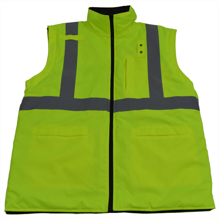 LBPJ6IN1-C3  ANSI Lime / Black Two Tone Waterproof 6-IN-1 Jacket & Vest / Removable Hood (Two Class 3 Jackets In One)