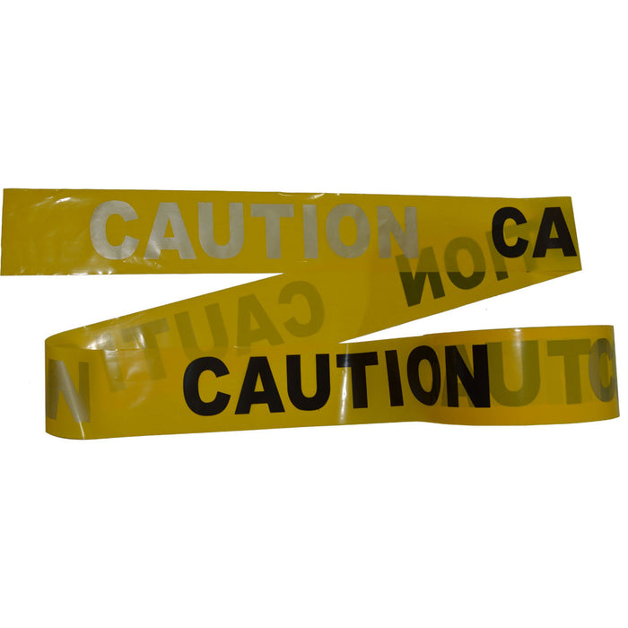 BT-REF-CAUTION Yellow Barricade Tape Black/Silver Reflective Print: CAUTION