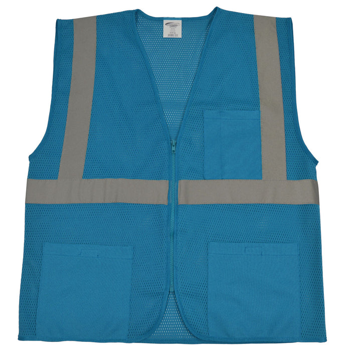 BVM-S1 ANSI NON-Rated Lake BLUE Mesh Safety Vest for Enhanced Safety & Identification