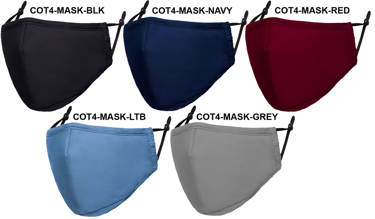 Cot4-Mask 4-Ply Reusable Cotton Mask with Filter Pocket & Adjustable Ear Loops