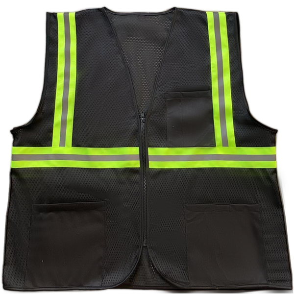 BKVM-S1 Enhanced Visibility Black Mesh Safety Vest With Lime