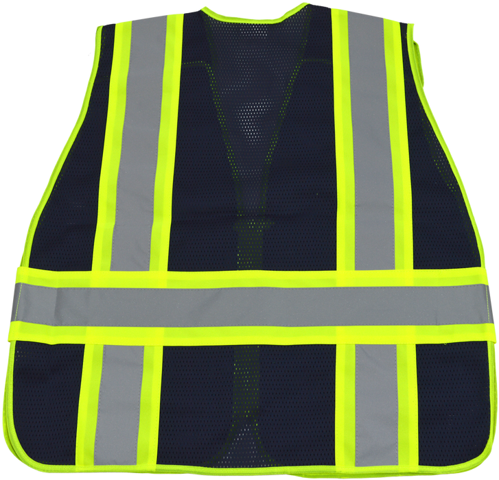 BLVM-PSV ANSI Type O Class 1 Navy Blue Mesh / Lime Green Contrast Expandable Breakaway Vest