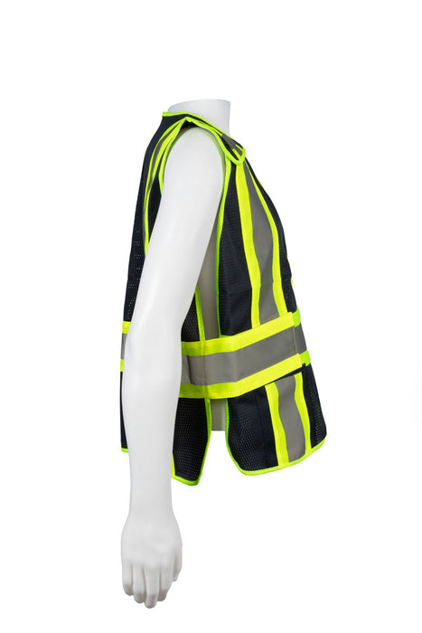 BLVM-PSV ANSI Type O Class 1 Navy Blue Mesh / Lime Green Contrast Expandable Breakaway Vest