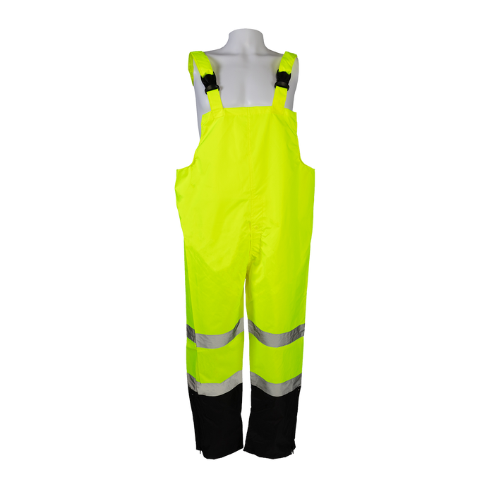 LBBIP-CE ANSI/ISEA 107-2015 Class E Lime/Black Waterproof Rain Bib Pants