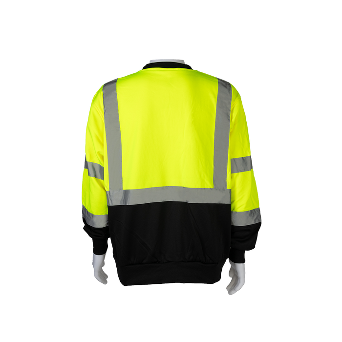 LBCSW-C3 ANSI 107-2020 Class 3 High-Vis Lime / Black Bottom Two Tone  Crew Neck Sweatshirt