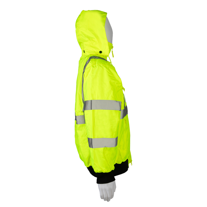 LBJ-C3 High-Vis Lime ANSI Class 3 Waterproof Bomber Jacket with Removable Fleece Liner