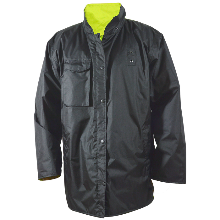 LBPJRV-C3 ANSI Class 3 Lime/ Black Reversible Waterproof Rain Parka Jacket