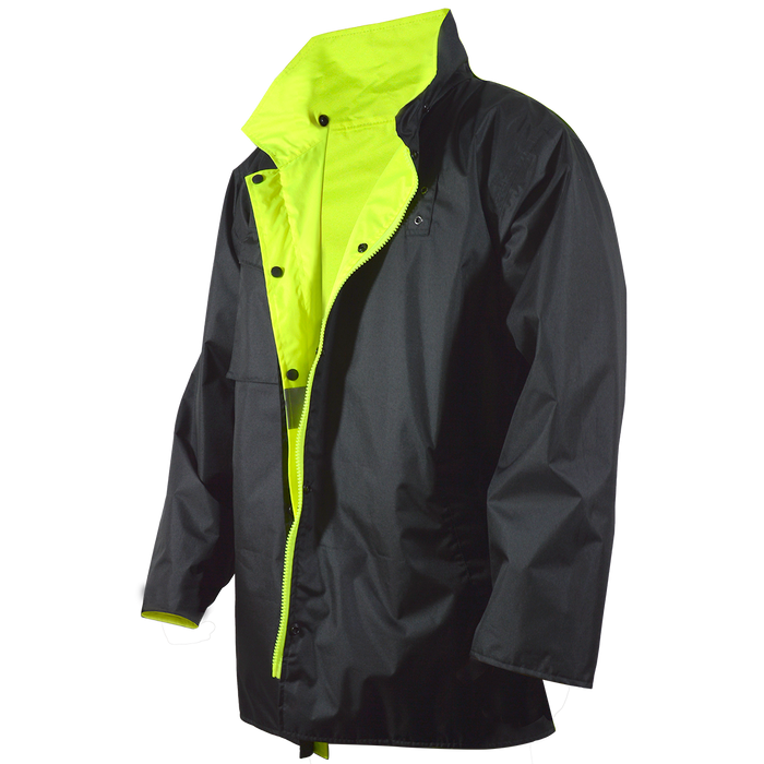 LBPJRV-C3 ANSI Class 3 Lime/ Black Reversible Waterproof Rain Parka Jacket