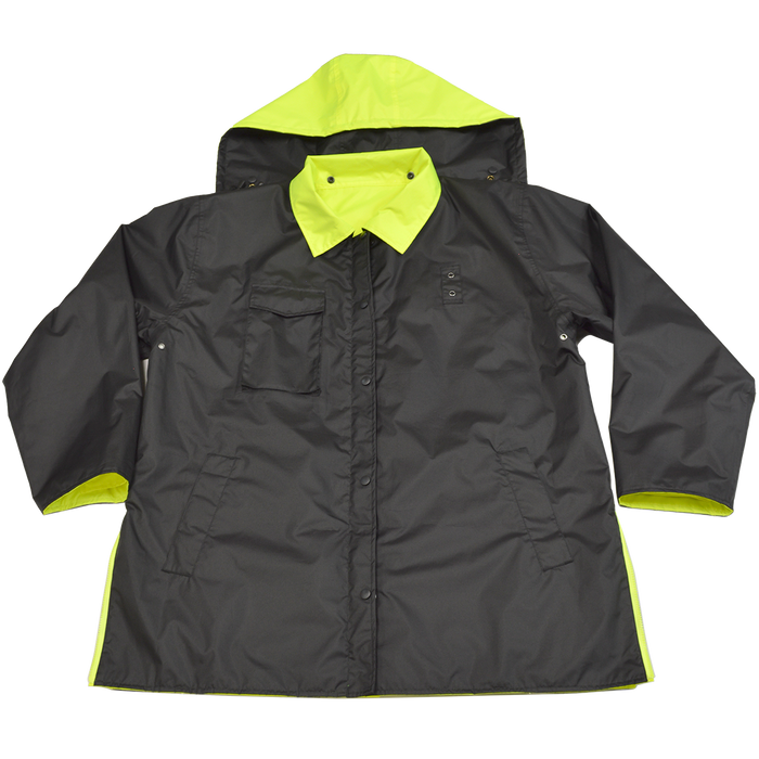 LBPJRV-C3 ANSI Class 3 Lime/ Black Reversible Waterproof Rain Parka Jacket