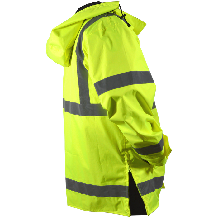 LBPJRV-C3 ANSI Class 3 Lime/ Black Reversible Waterproof Rain Parka Jacket