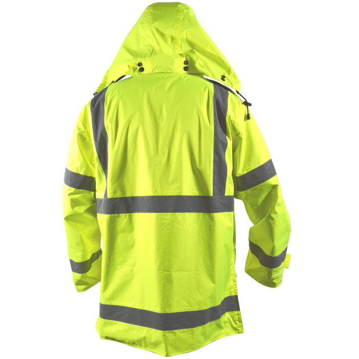 LBPJRV-C3 ANSI Class 3 Lime/ Black Reversible Waterproof Rain Parka Jacket