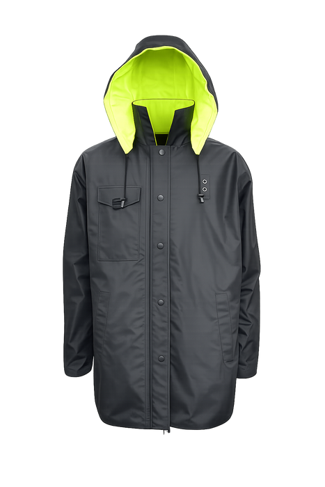 LBPJRV34-C3 ANSI Class 3 Waterproof Lime/ Black Reversible Mid-Thigh Length Raincoat
