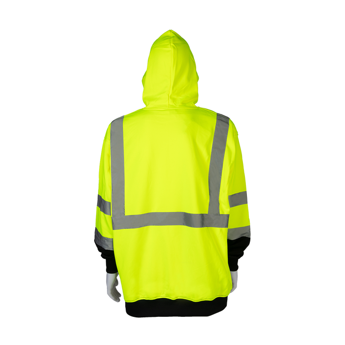 LBPUHSW-C3 ANSI 107-2020 Class 3 High-Vis LIME/Black Bottom Two Tone Pullover Hooded Sweatshirt