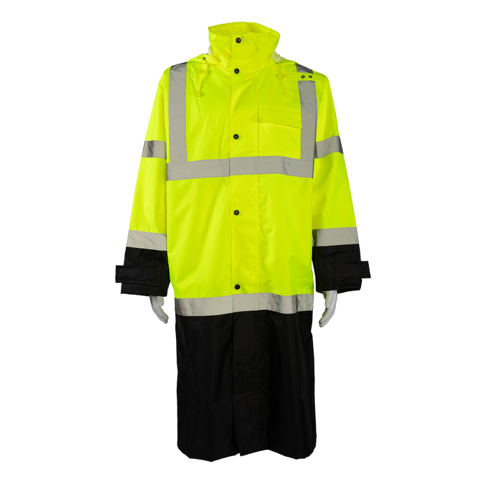 LBRC-48-C3 ANSI Class 3 Black Bottom Waterproof 48” Long Rain Coat